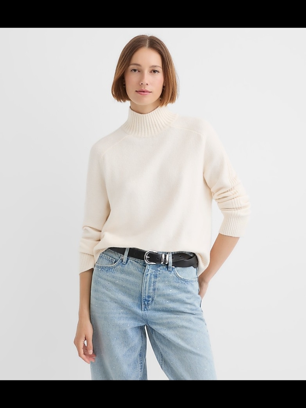 LOFT Cream Mock Neck Sweater
